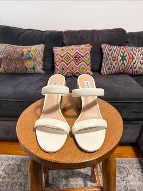Steve Madden Cream Double-Strap Wedge Mules